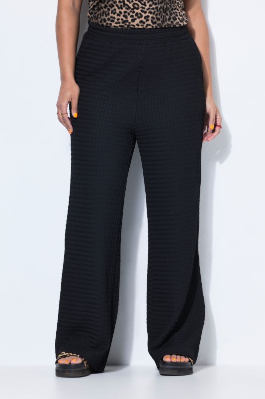 Waffle Texture Elastic Waist Pants