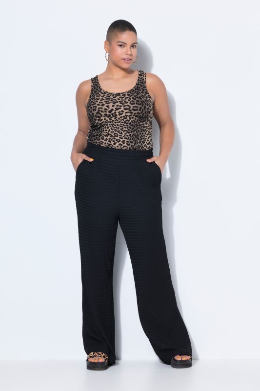 Waffle Texture Elastic Waist Pants