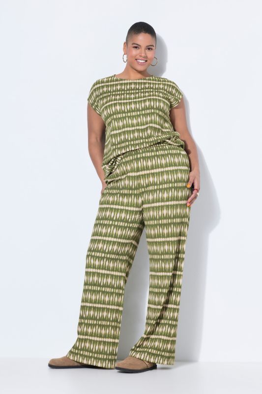 Batik Stripe Textured Elastic Waist Pants