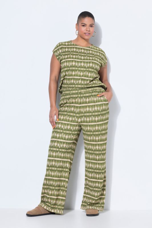 Batik Stripe Textured Elastic Waist Pants