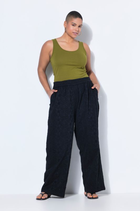 Floral Lace Elastic Waist Pants