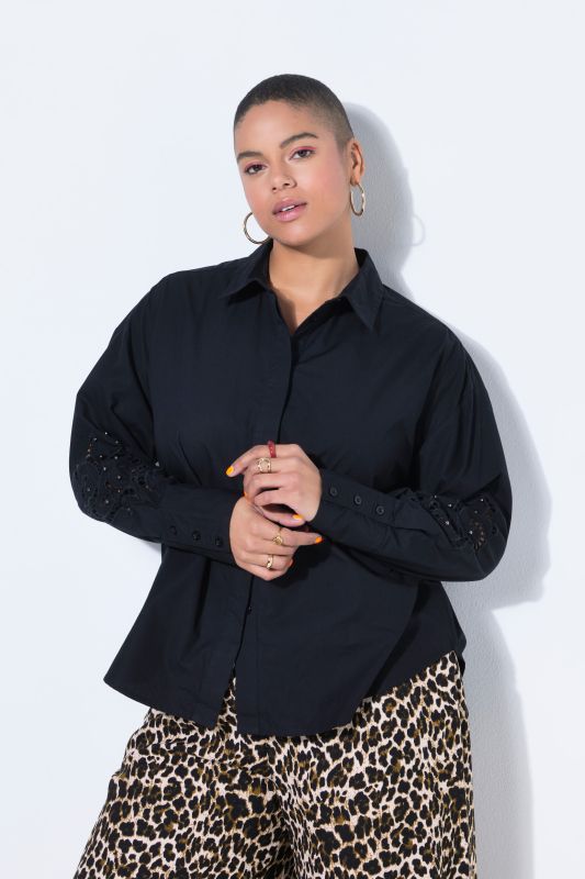 Openwork Lace Sleeve  Blouse