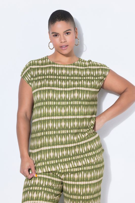Batik Stripe Textured Cap Sleeve Tee