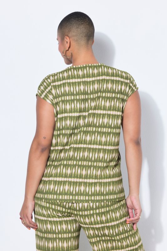Batik Stripe Textured Cap Sleeve Tee