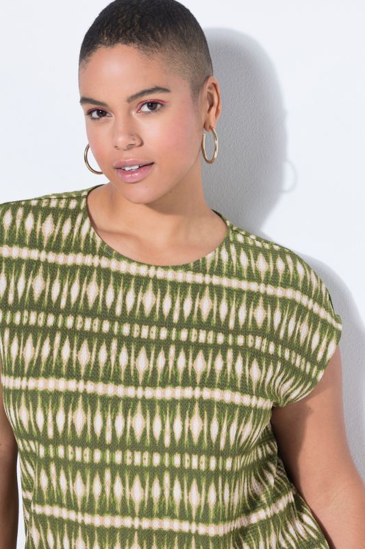 Batik Stripe Textured Cap Sleeve Tee