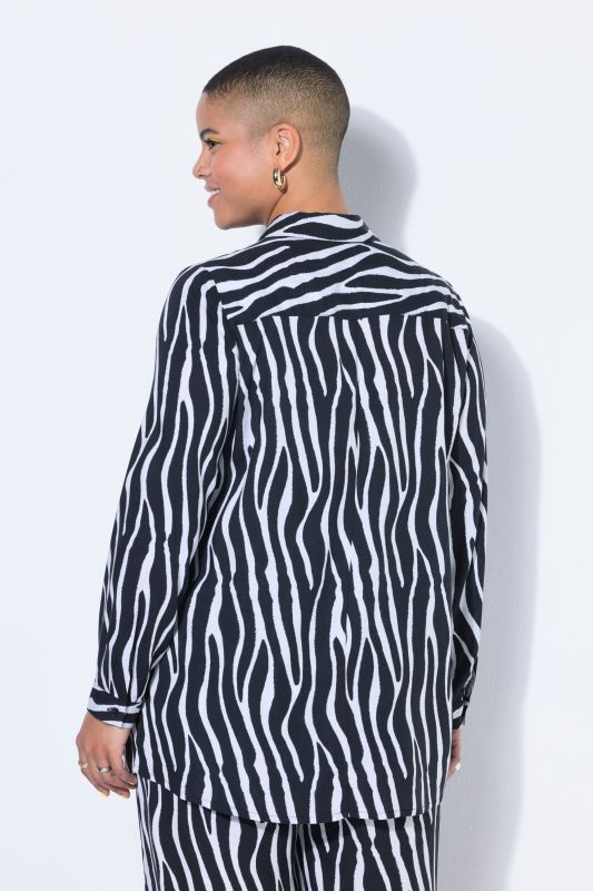 Zebra Print Long Sleeve Tunic Blouse