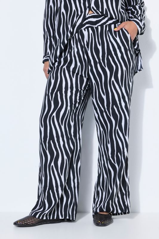 Zebra Print Elastic Waist Palazzo Pants