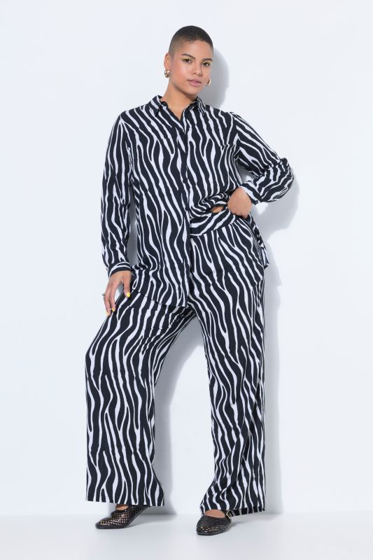 Zebra Print Elastic Waist Palazzo Pants