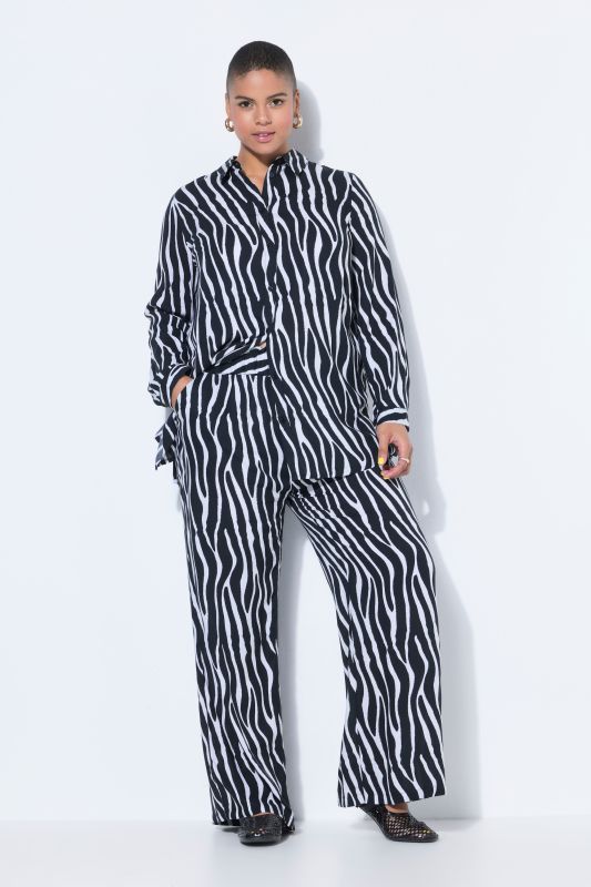 Zebra Print Elastic Waist Palazzo Pants