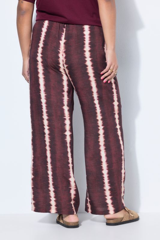 Batik Stripe Elastic Waist Palazzo Pants