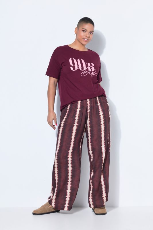 Batik Stripe Elastic Waist Palazzo Pants