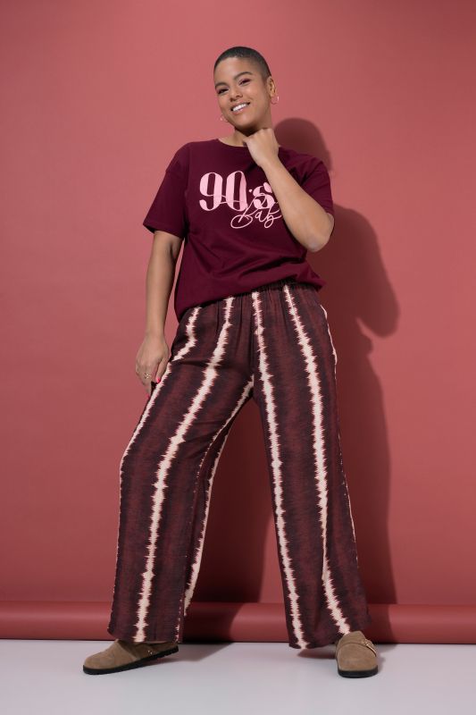 Batik Stripe Elastic Waist Palazzo Pants