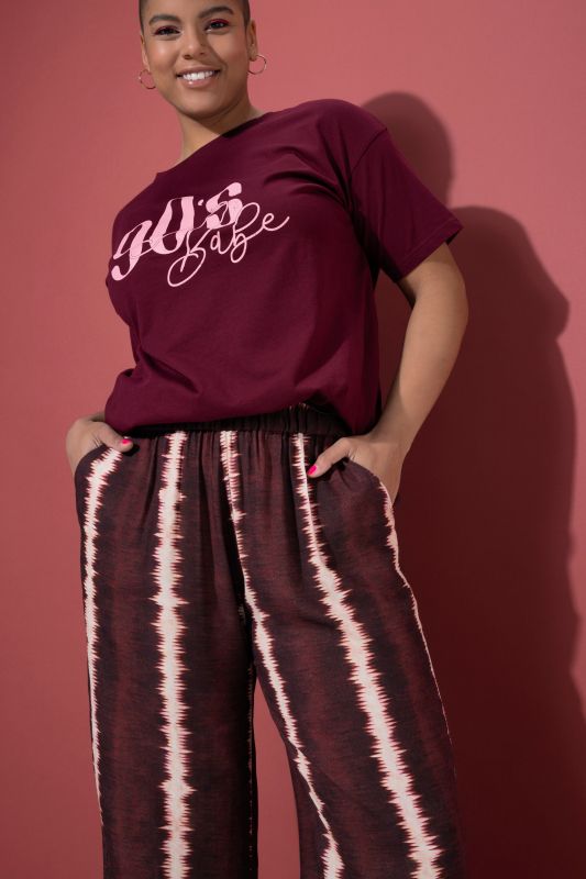 Batik Stripe Elastic Waist Palazzo Pants
