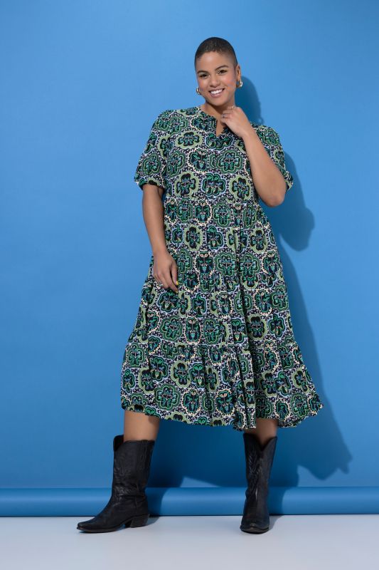 Рокля с флорален мозаечен принт