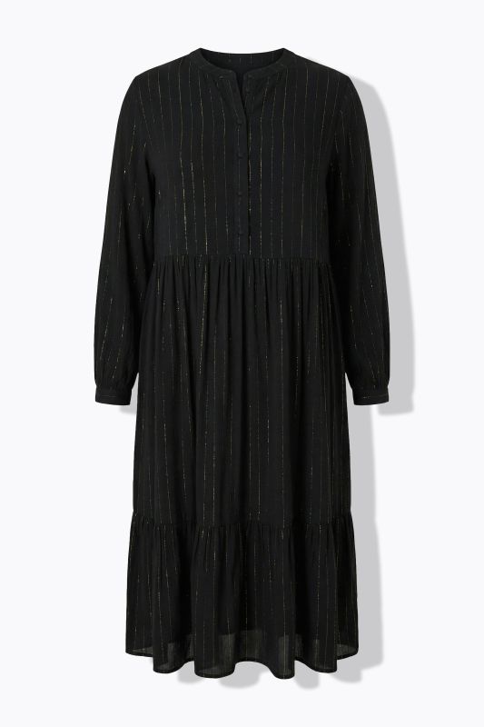 Рокля с бляскави райета и шифон