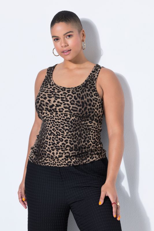 Leopard Print Ribbed Jersey Tank