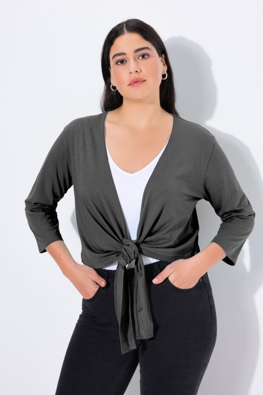 Versatile Surplice Wrap Tie Hem Bolero Top