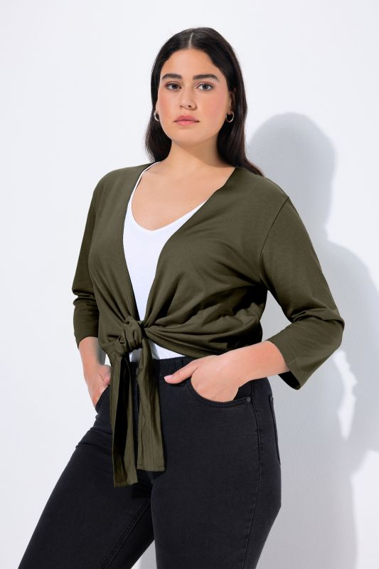 Versatile Surplice Wrap Tie Hem Bolero Top