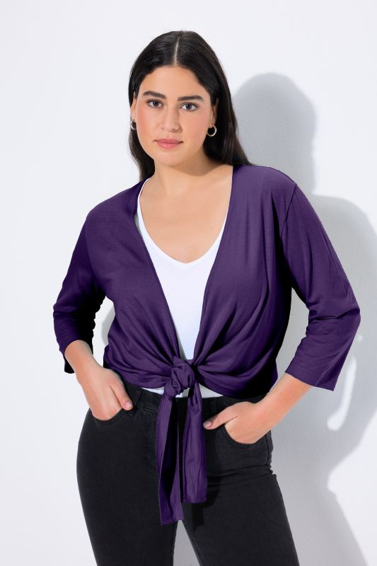 Versatile Surplice Wrap Tie Hem Bolero Top