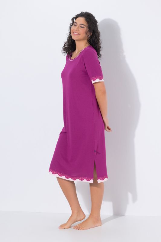 Lace Trim Short Sleeve Nightgown