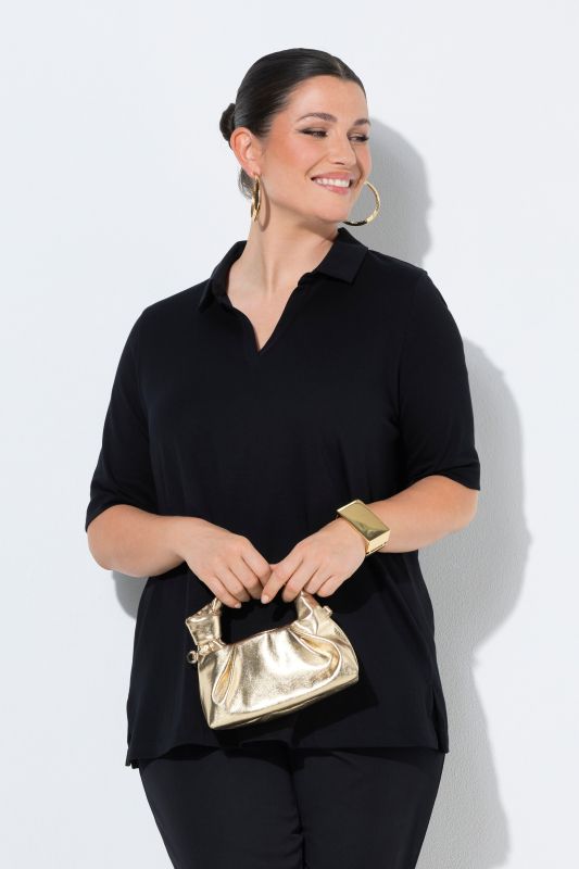 Блуза с яка и къси ръкави