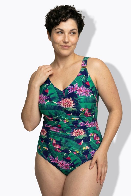 Бански с тропически флорален принт