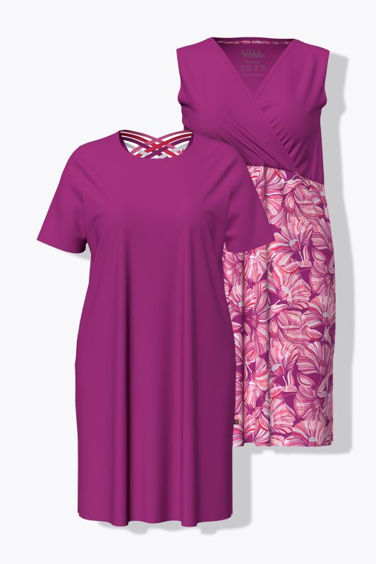 Нощници комплект от 2 броя с флорален принт и едноцветна