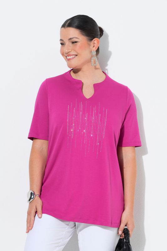 Тениска с декоративни бляскави камъчета