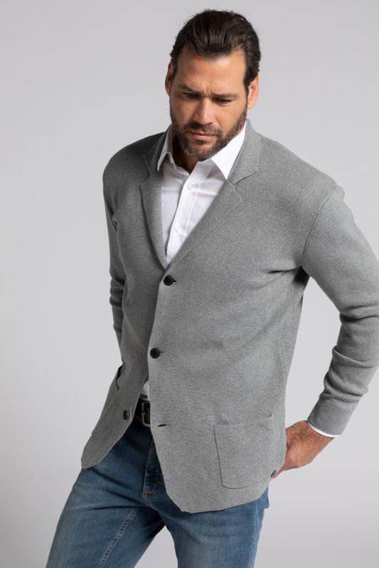 Knitted jacket, FLEXNAMIC®, Milano knitwear, lapel collar, up to 8 XL