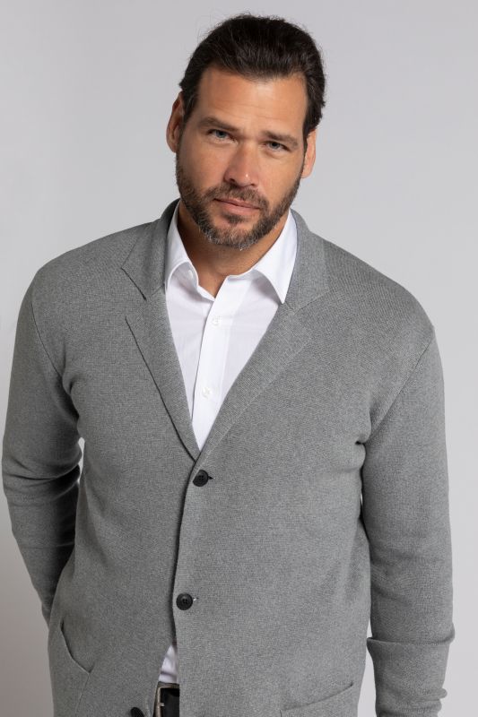 Knitted jacket, FLEXNAMIC®, Milano knitwear, lapel collar, up to 8 XL
