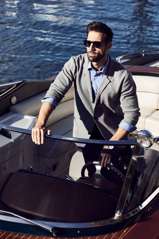 Knitted jacket, FLEXNAMIC®, Milano knitwear, lapel collar, up to 8 XL