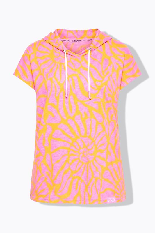 Vibrant Nautilus Print Hooded Tee