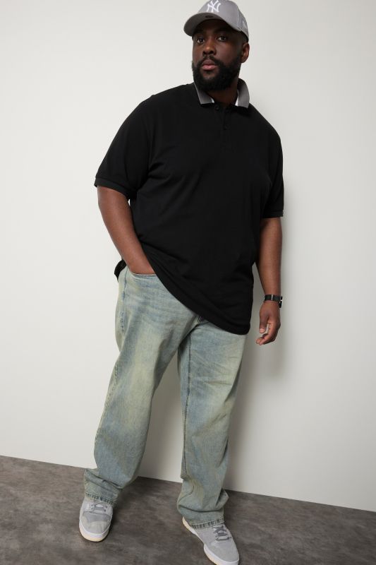 Тениска с яка с райета STHUGE