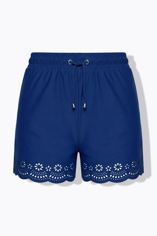 Laser Cut Scalloped Swim Shorts
