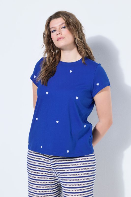 Heart Print Cap Sleeve Tee