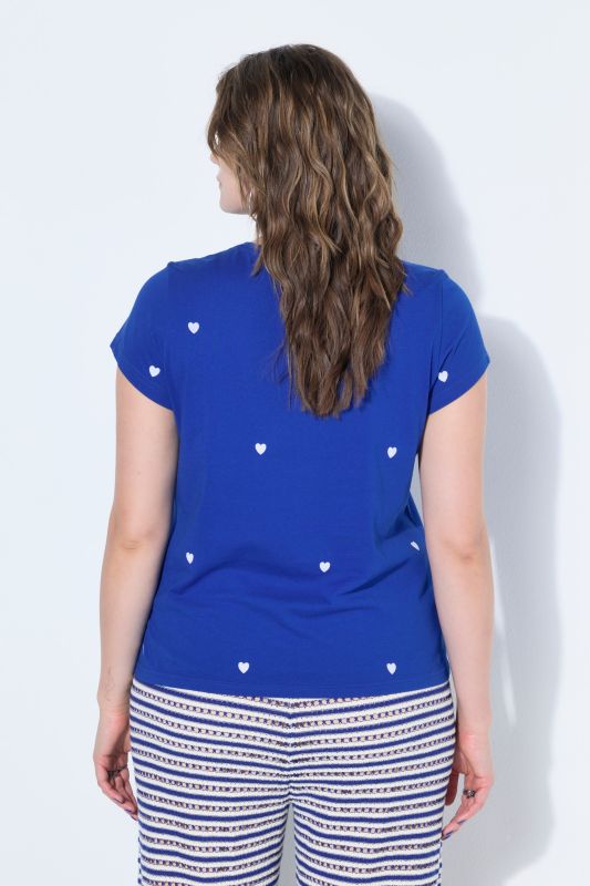 Heart Print Cap Sleeve Tee