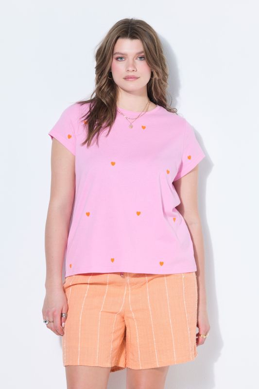 Heart Print Cap Sleeve Tee
