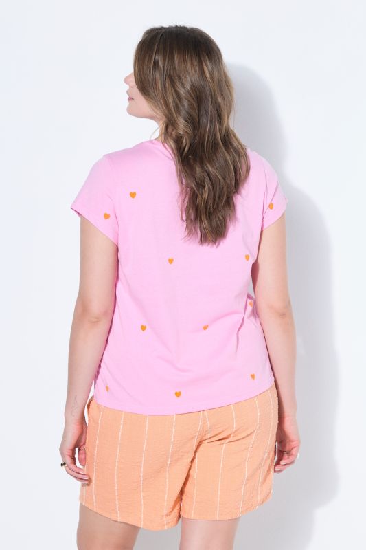 Heart Print Cap Sleeve Tee