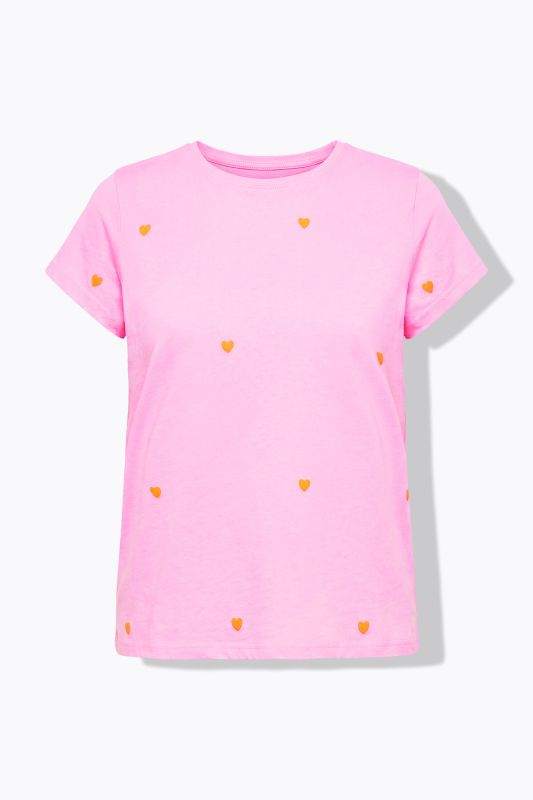 Heart Print Cap Sleeve Tee