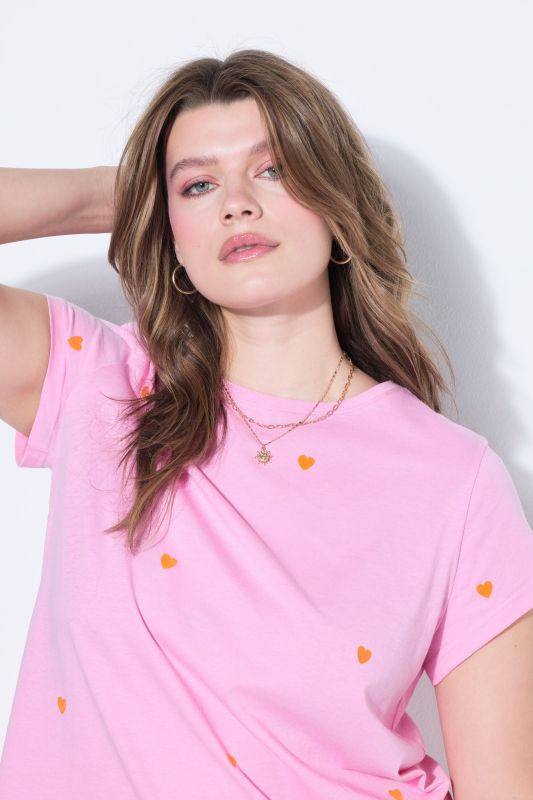 Heart Print Cap Sleeve Tee