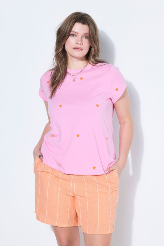 Heart Print Cap Sleeve Tee