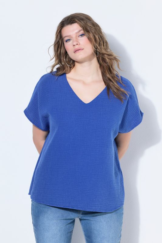 Oversized Cap Sleeve Muslin Blouse