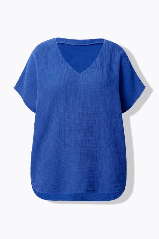 Oversized Cap Sleeve Muslin Blouse