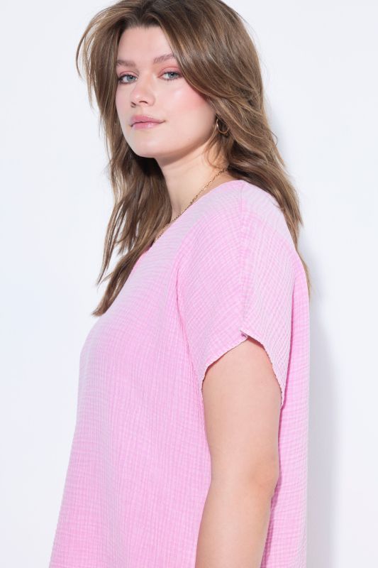 Oversized Cap Sleeve Muslin Blouse
