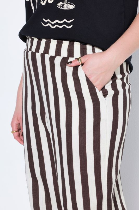 Pants, wide legs, muslin, stripes, elastic waistband