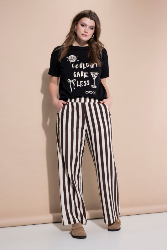 Pants, wide legs, muslin, stripes, elastic waistband