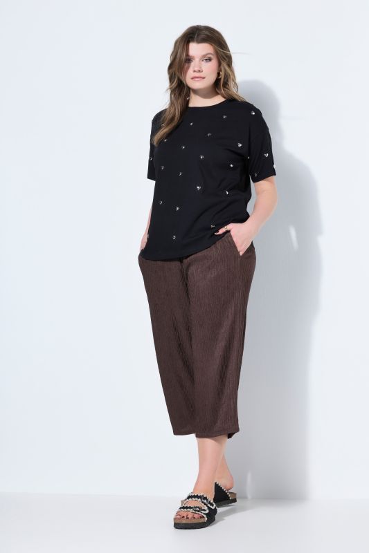 Textured Jersey Elastic Waist Culottes