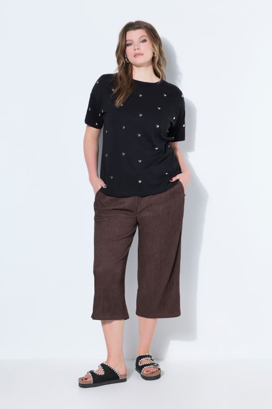 Textured Jersey Elastic Waist Culottes