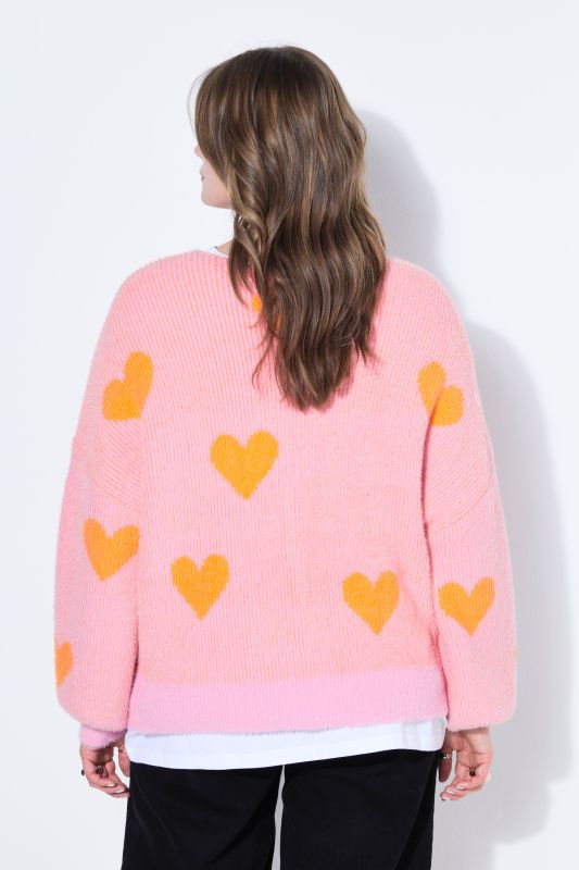 Heart Print Oversized Cardigan