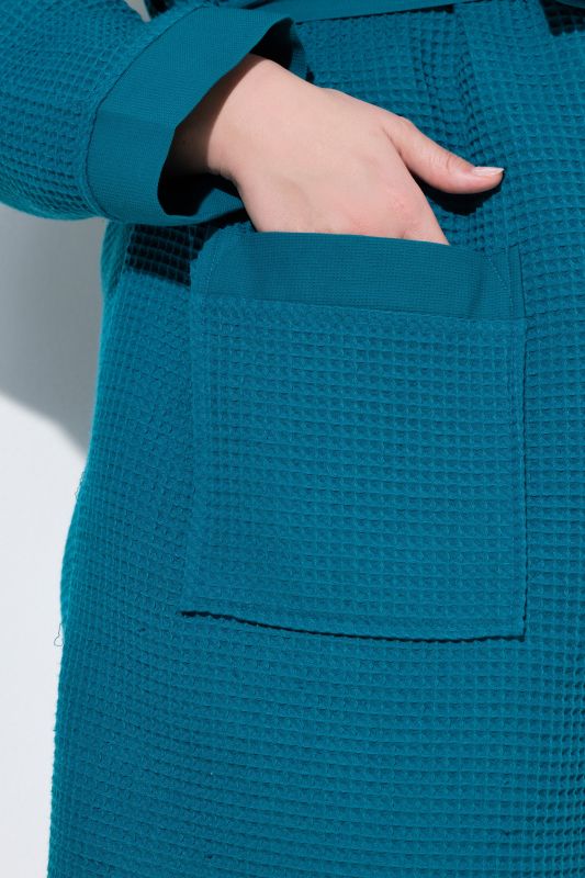 Waffle Pique Wrap Long Sleeve Cotton Bathrobe